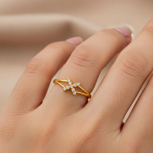 Gold-plated CZ Stone Butterfly Finger Ring