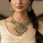 Antique Victorian Style Lakshmi CZ Stone Hasli Necklace Set