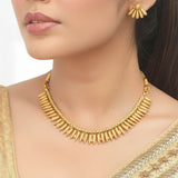 Matte Gold Plated Spike Designer Jasmine Choker Necklace Set