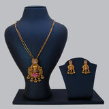 Pink Stone Antique Lakshmi Pendant Necklace Set