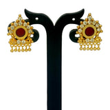 Kerala Design Gold Plated Round Enamel Ear Studs