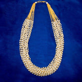 Exquisite Gold Plated Fifteen Layered Pearl Beads Necklace