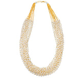 Exquisite Gold Plated Fifteen Layered Pearl Beads Necklace