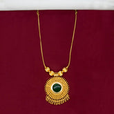 Stunning Gold Plated Green Enamel Pendant Necklace