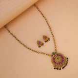 Antique Gold Plated Ball Chain Kemp Pendant Set