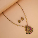 Antique Gold Plated Ball Chain Kemp Pendant Set