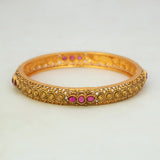 Antique Gold Plated Kemp Stone Kada Bangle