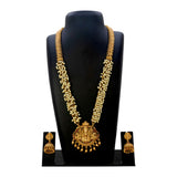 Ethnic Antique Matte Lakshmi Temple Beaded Long Necklace Set