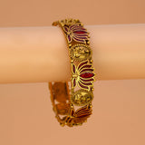 Ethnic Antique Gold Plated Lakshmi Lotus Bangle