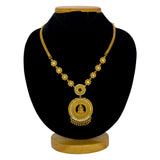 Antique Floral Semi-precious Stone Lakshmi Pendant Necklace