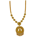 Antique Floral Semi-precious Stone Lakshmi Pendant Necklace
