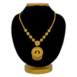 Antique Floral Semi-precious Stone Lakshmi Pendant Necklace