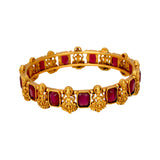Astonishing Antique Gold Plated Red Stone Lakshmi Bangles