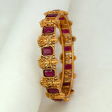 Astonishing Antique Gold Plated Red Stone Lakshmi Bangles