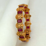 Astonishing Antique Gold Plated Red Stone Lakshmi Bangle