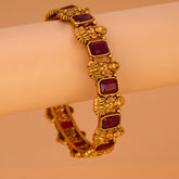 Astonishing Antique Gold Plated Red Stone Lakshmi Bangles