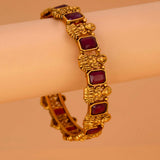 Astonishing Antique Gold Plated Red Stone Lakshmi Bangle
