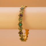Antique Heart Floral Kemp Stone Victorian Bangle