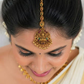 Antique Gold Lakshmi Kemp Stone Maang Tikka