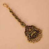 Antique Gold Lakshmi Kemp Stone Maang Tikka