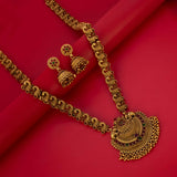 Antique Peacock Kemp Stone Long Chain Set with intricate design and colorful Kemp stones.
