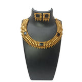 Antique Gold Plated Peacock Design Black Stone Choker Set