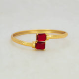 Gold Plated Big Red Stone Cuff Bangle