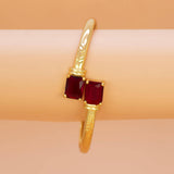 Gold Plated Big Red Stone Cuff Bangle