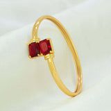Gold Plated Big Red Stone Cuff Bangle