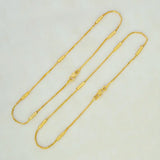 Gold Plated Box Chain Cylinder Design Anklets