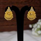 Gold Plated Bead Hanging Mesh CZ Stone Studs