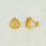 Gold Plated CZ Stone Crown Design Stud Earrings