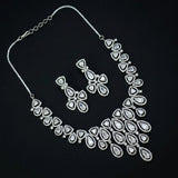 Rhodium-Plated CZ Stone Bridal Necklace Set