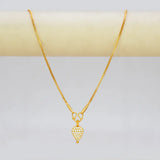 Gold Plated CZ Stone Studded Teardrop Pendant on a delicate chain, showcasing elegant cubic zirconia stones.