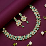 Grand Gold Plated CZ Pastel Green Necklace Set