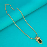 Trendy Gold Plated Small Nagapadam Pendant Necklace showcasing green enamel and synthetic ruby stones.