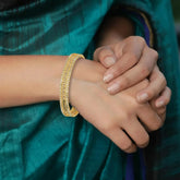 Classic Greek Key Gold Plated American Diamond Bangle