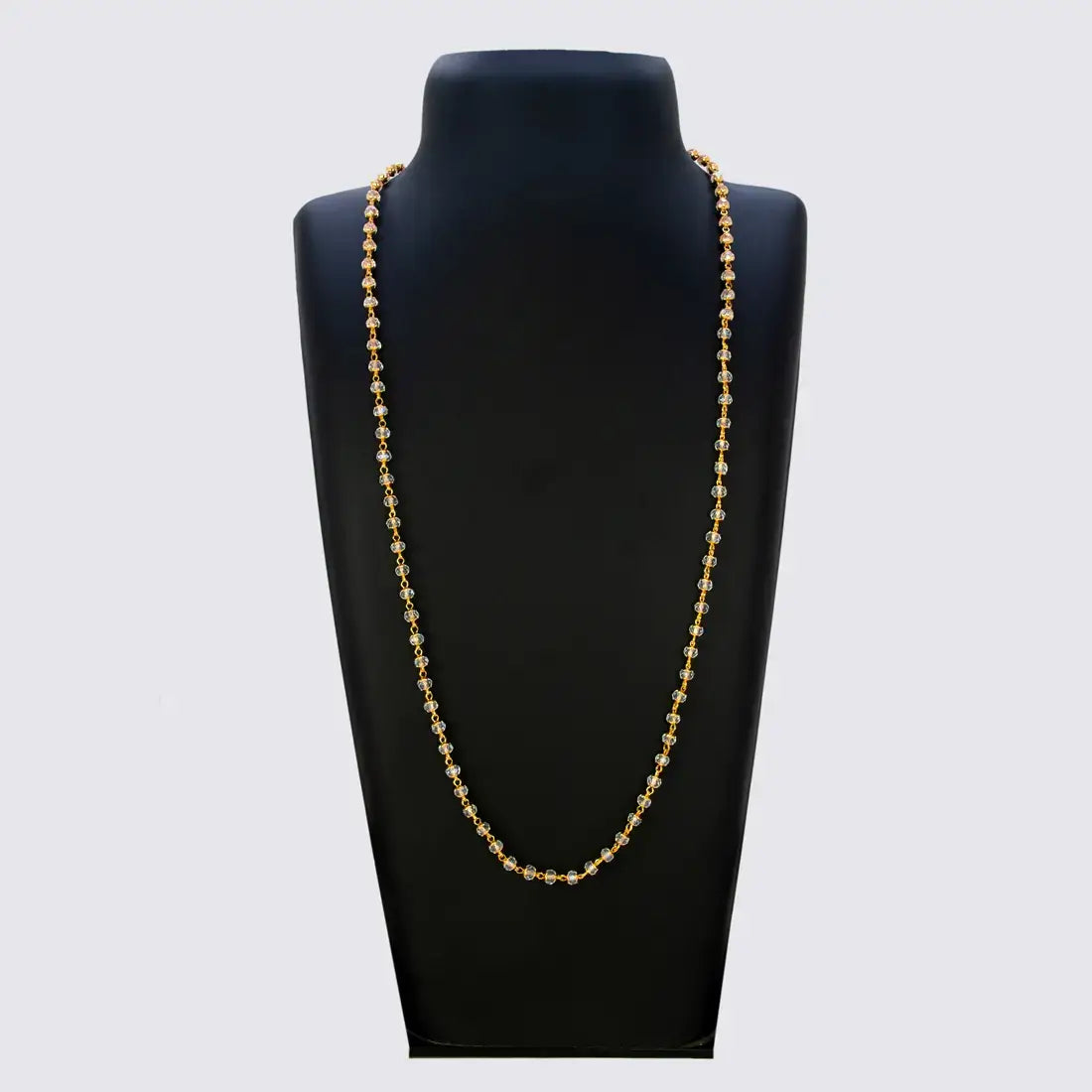 Gold-Plated Clear White Crystal Bead Chain