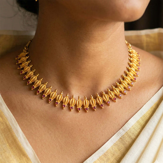 Contemporary Elegant Gold Plated Ruby Choker