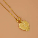 Gold Plated Heart Leaf Cross Pendant