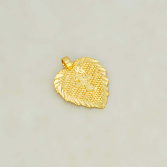Gold Plated Heart Leaf Cross Pendant