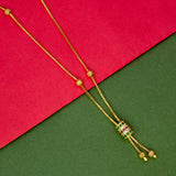 Elegant Gold Plated Cylindrical Stone Pendant Chain displayed on a colorful background.