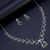 Premium Fashion Silver Polish AD Hearts Necklace Set