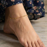 Delicate Gold Plated Box Chain Beaded Anklets