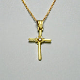 Designer Gold Plated Christian Cross Pendant With White Stone