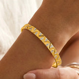 Chevron Zigzag Pattern Two-Tone Bangle