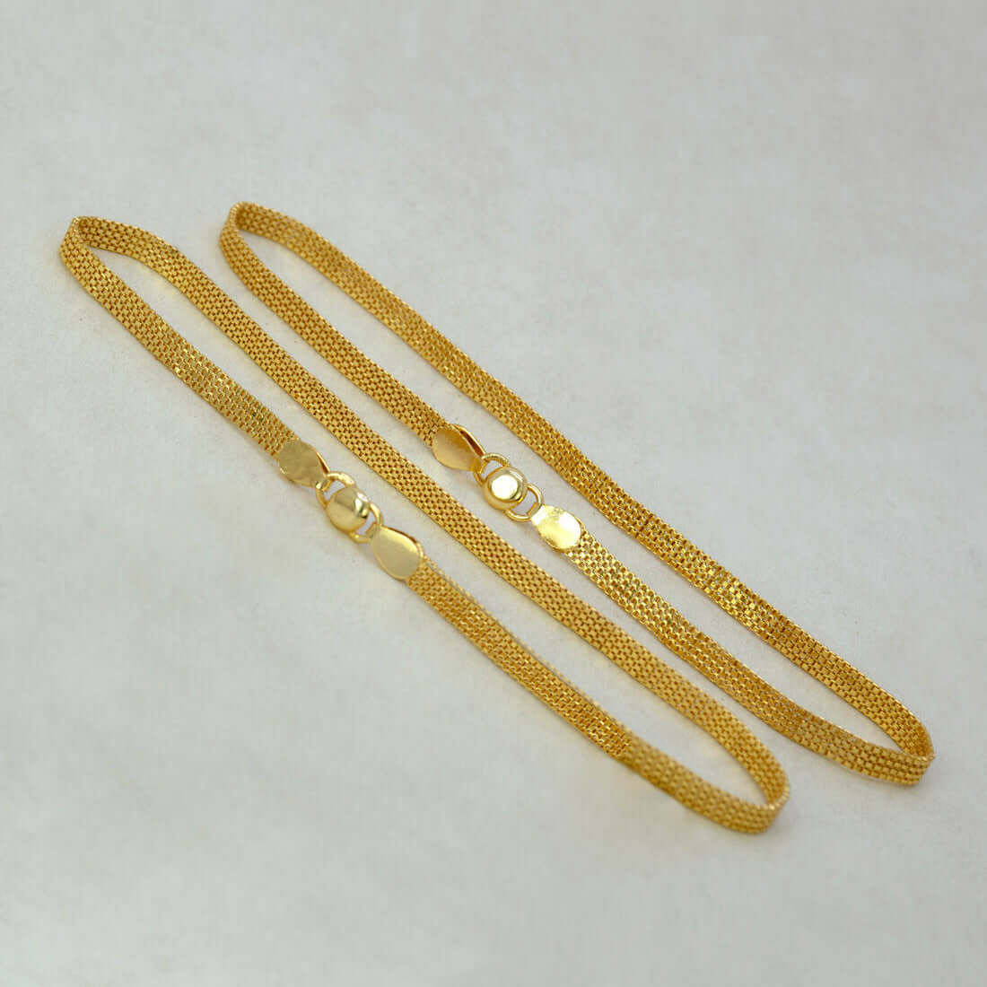 Elegant-Gold-Plated-Flat-Mesh-Anklets