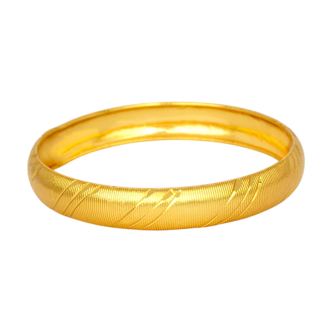 Gold Plated Medium Designer Lightweight Pipe Bangle with textured finish, perfect for daily wear.