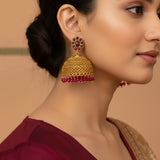 Elegant Kemp Stone Big Matte Jhumka Earrings