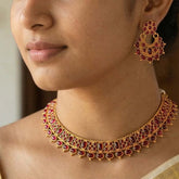 Elegant Antique Finish Kemp Stone Necklace Set